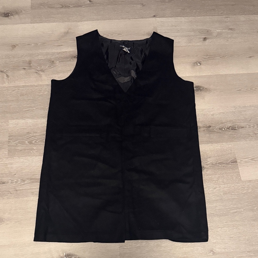 Vintage Black‎ Sleeveless V-Neck Wool Dress